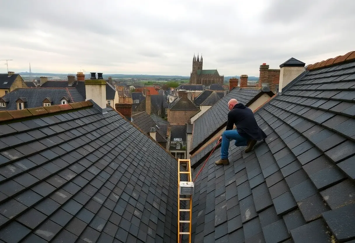 Toits du centre historique de Rouen avec la cathédrale en arrière-plan